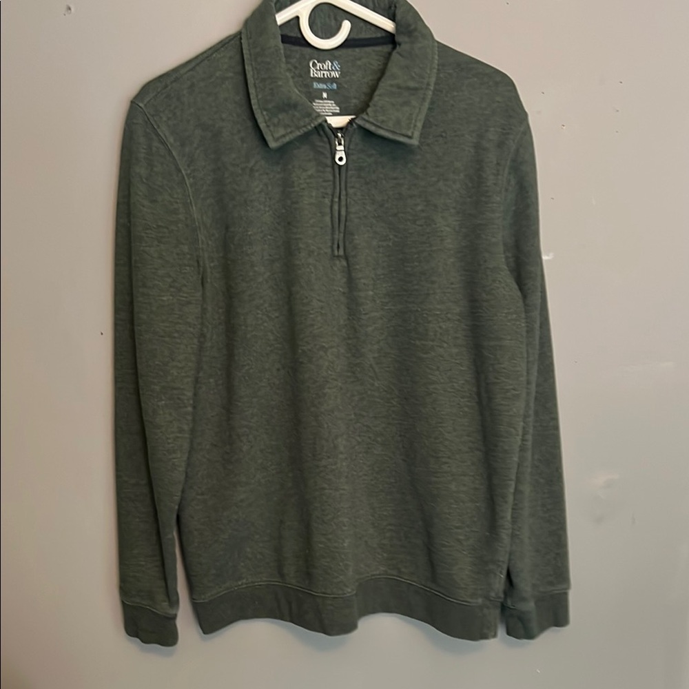 Croft & Barrow Green Zip Up Sweater Classic Knit